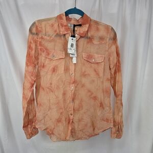 Buffalo David Bitton Vintage Wash Orange Tie-Dye Shirt NWT Med